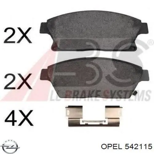 542115 Opel pastillas de freno delanteras