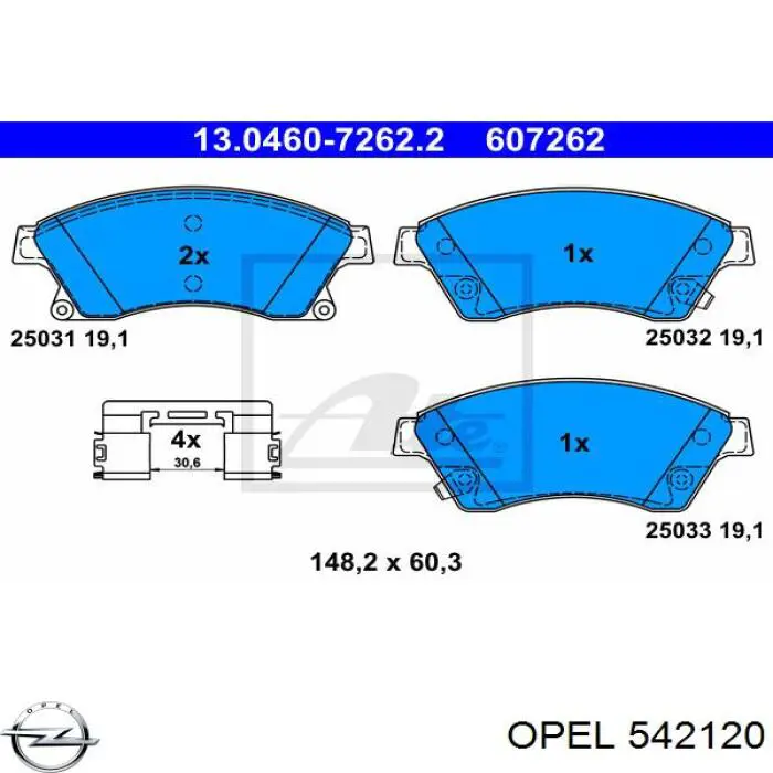 542120 Opel pastillas de freno delanteras