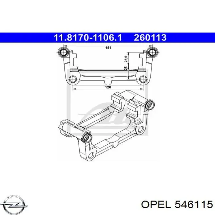 546115 Opel soporte, pinza de freno trasera