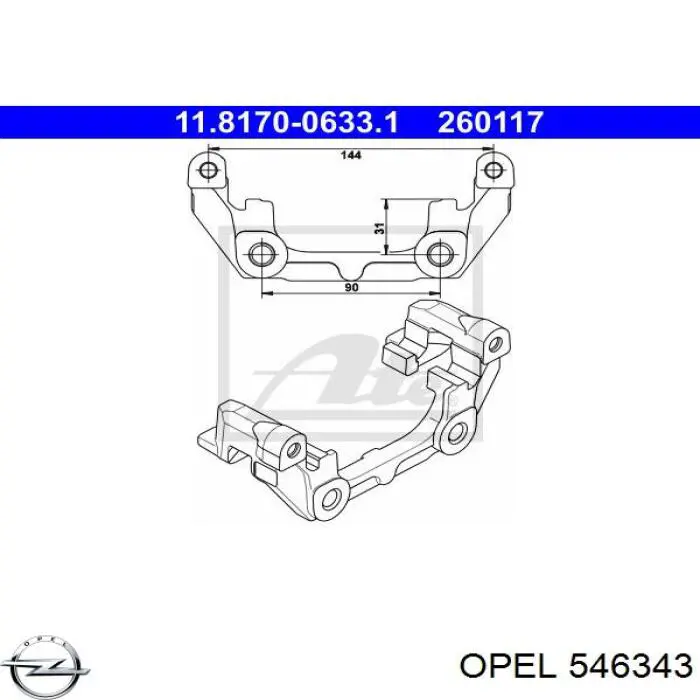 546343 Opel soporte, pinza de freno trasera