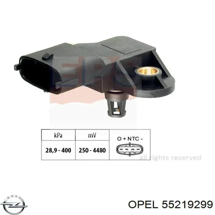 55219299 Opel sensor de presion de carga (inyeccion de aire turbina)