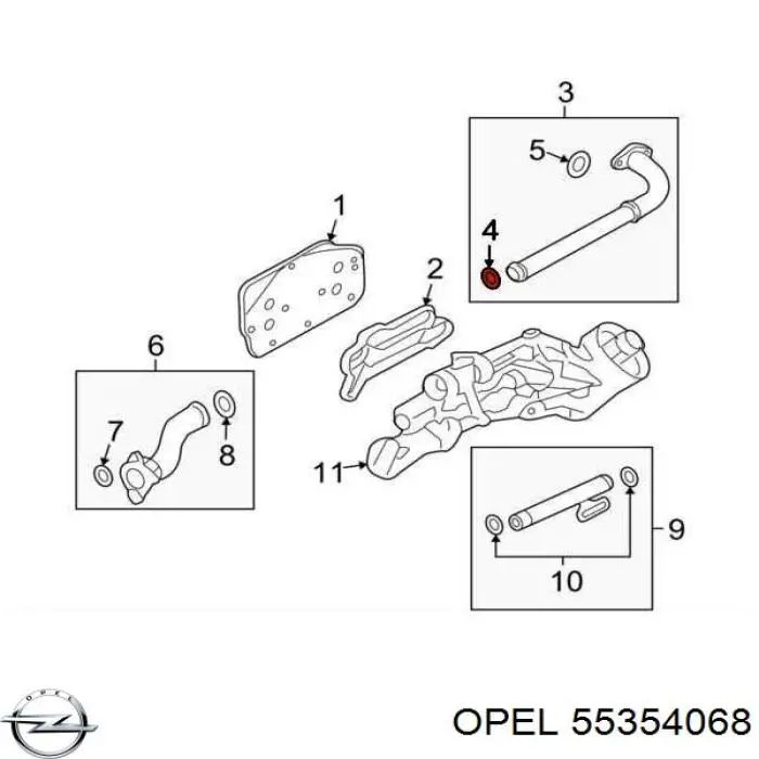 55354068 Opel junta de enfriador de aceite superior