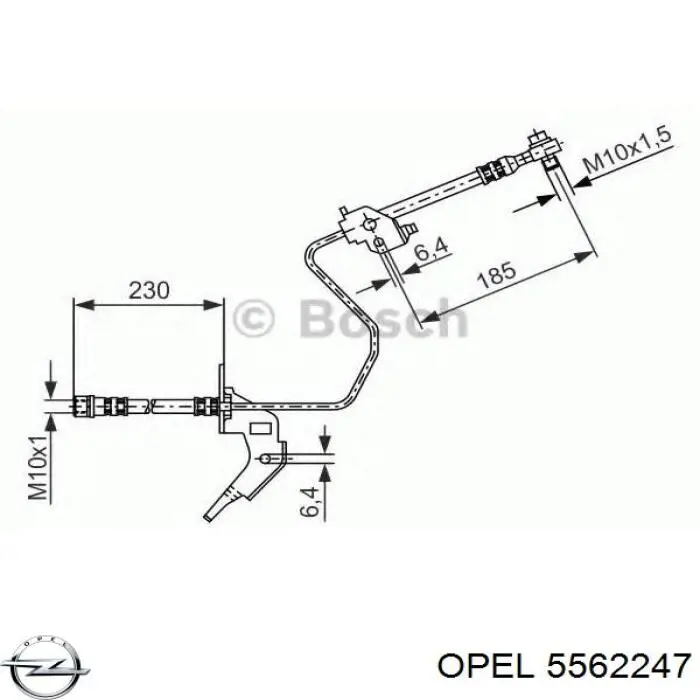 5562247 Opel latiguillo de freno trasero izquierdo