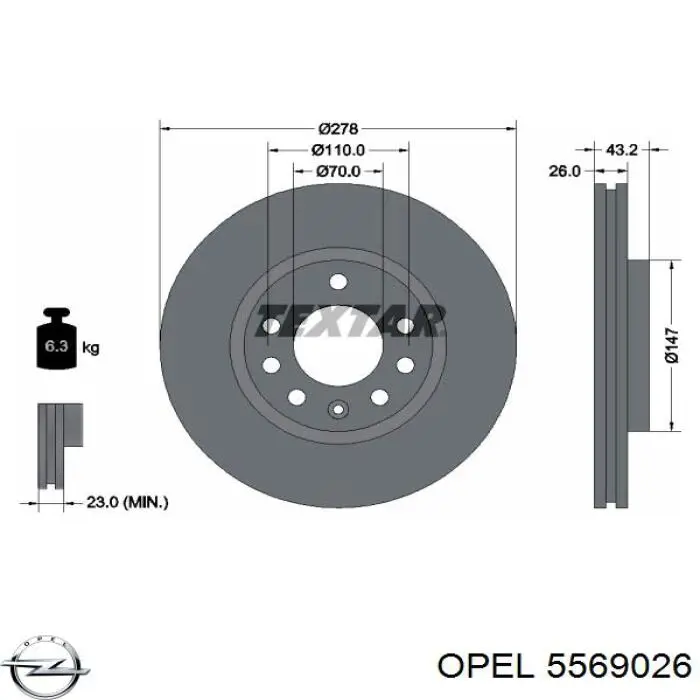 5569026 Opel disco de freno delantero
