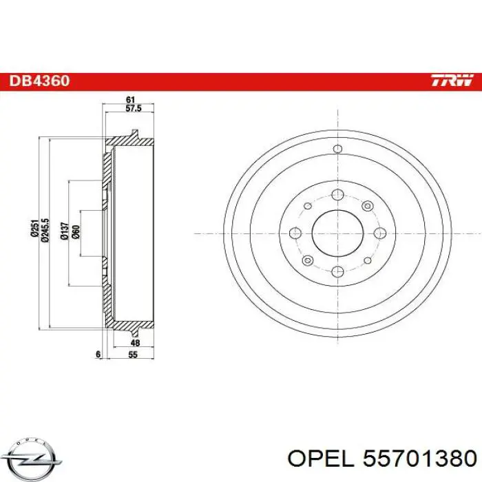 Comprar 55701380 Opel Tambor de freno trasero