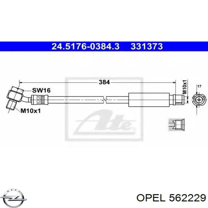 562229 Opel latiguillo de freno trasero