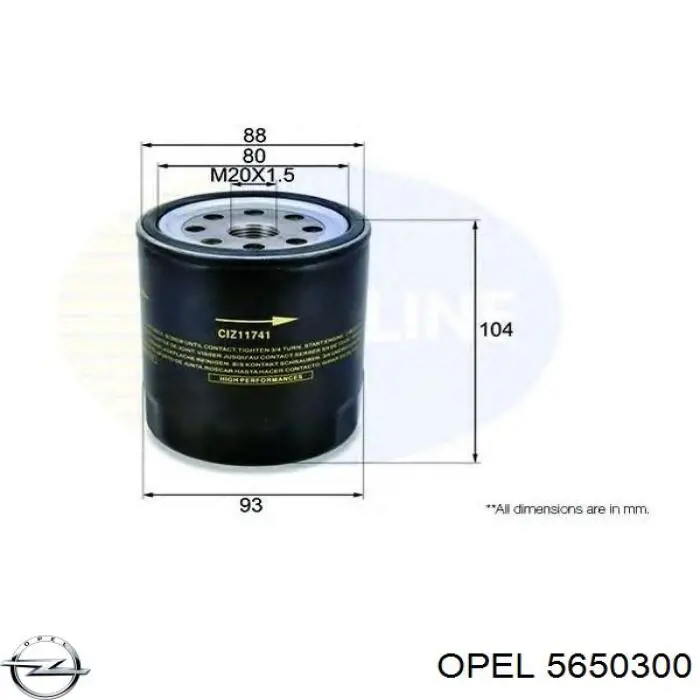 5650300 Opel filtro de aceite