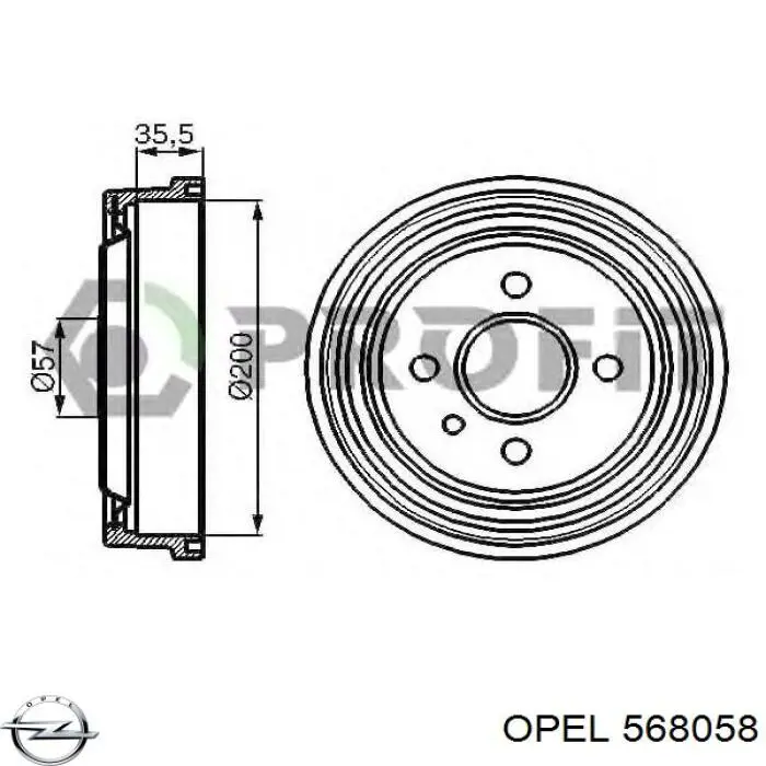 568058 Opel freno de tambor trasero