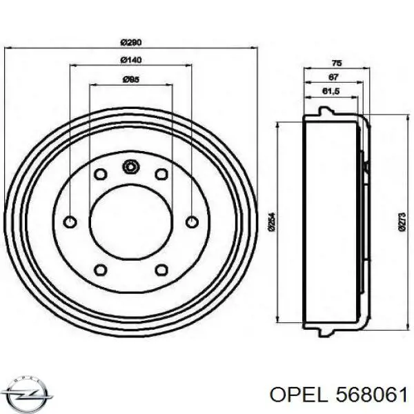 568061 Opel freno de tambor trasero