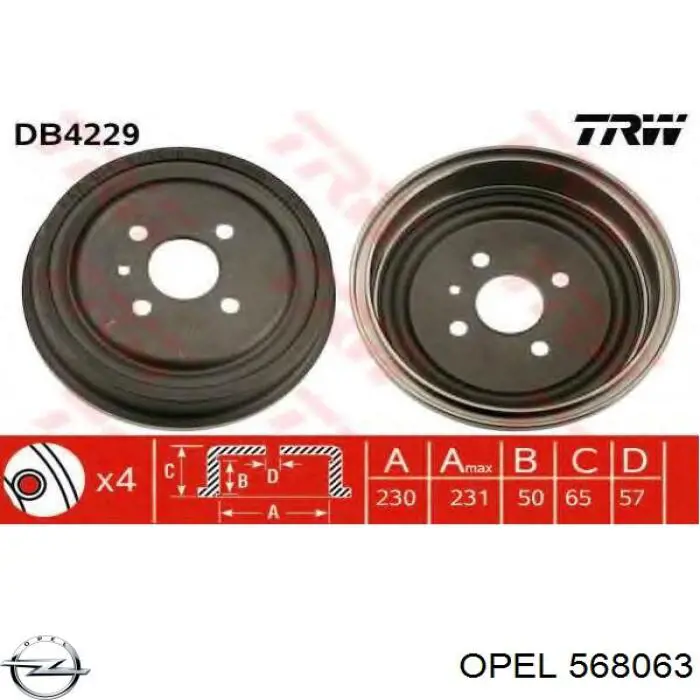 568063 Opel freno de tambor trasero