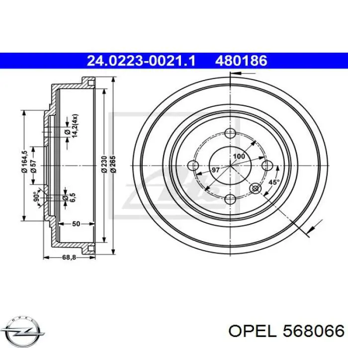 568066 Opel freno de tambor trasero