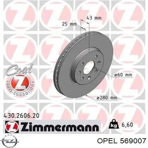 Frenos delanteros Opel 569007 precio, desde 37,17 EUR
