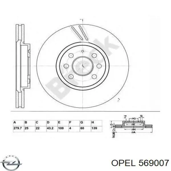 Comprar 569007 Opel Freno de disco delantero