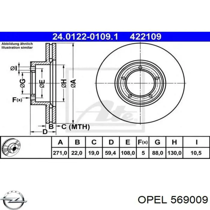 569009 Opel disco de freno delantero