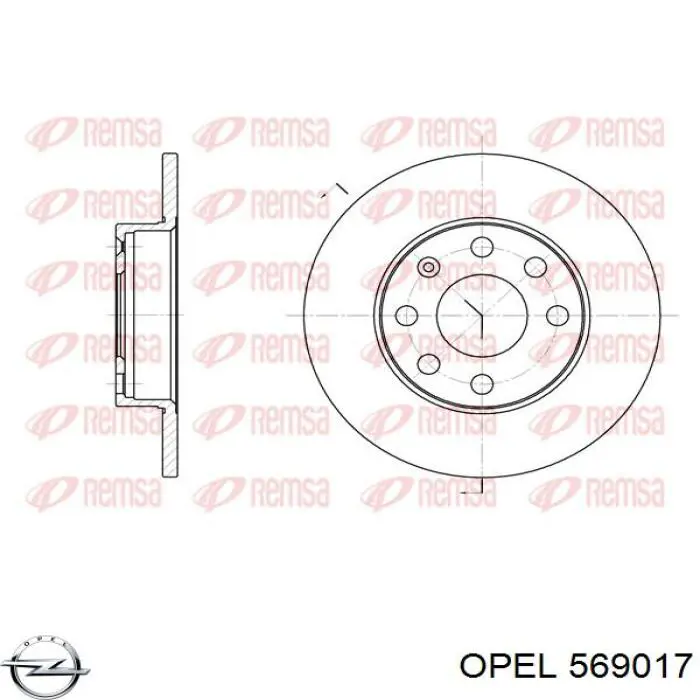 Disco de freno 569017 Opel