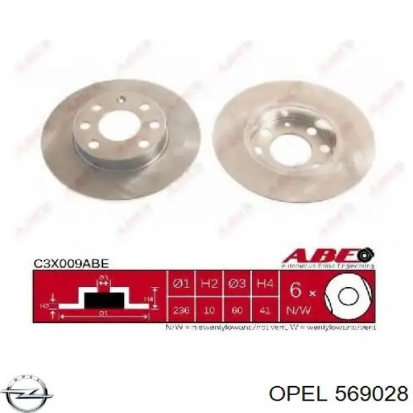 569028 Opel disco de freno delantero