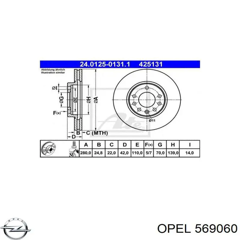 Frenos delanteros Opel 569060 precio, desde 32,66 EUR