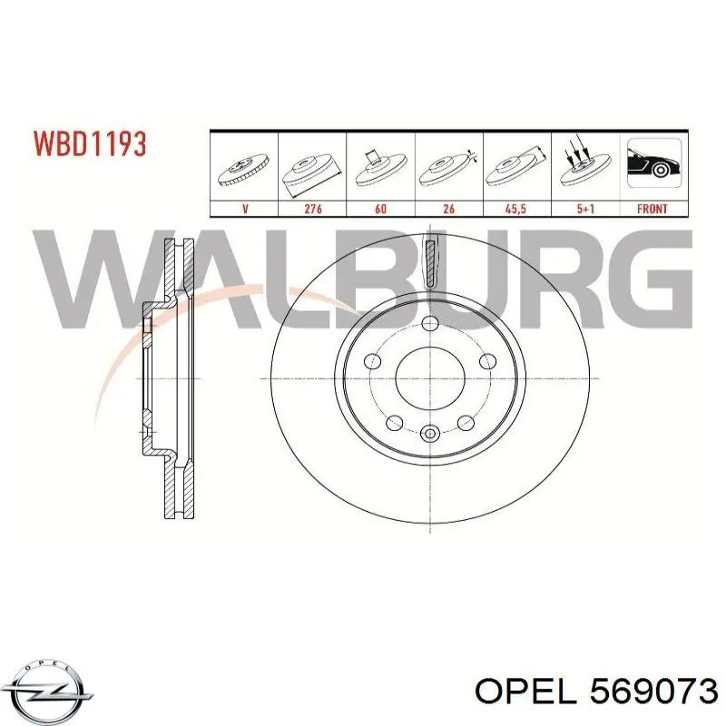 569073 Opel disco de freno delantero