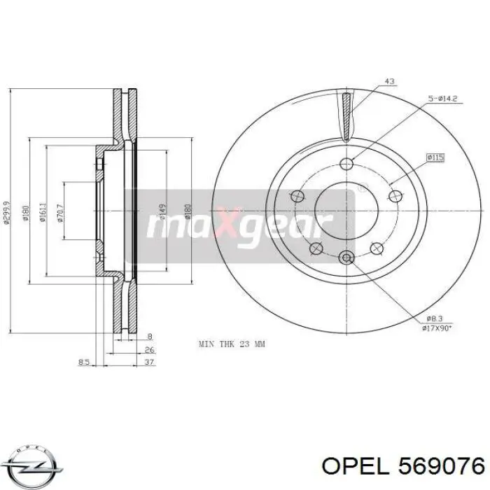 Frenos delanteros Opel 569076 precio, desde 48,50 EUR