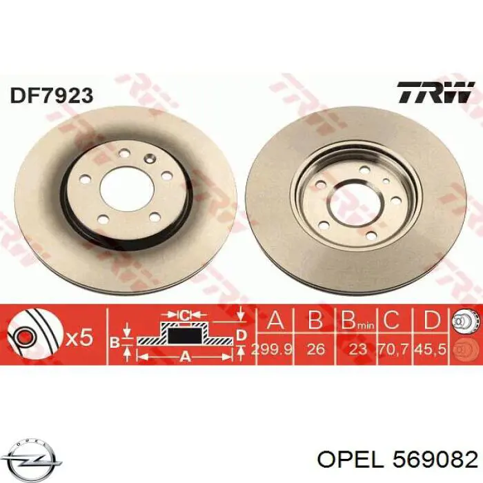 569082 Opel disco de freno delantero