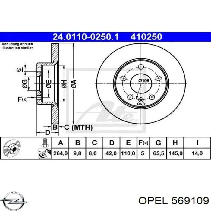 Disco de freno trasero Opel 569109 precio, desde 28,52 EUR