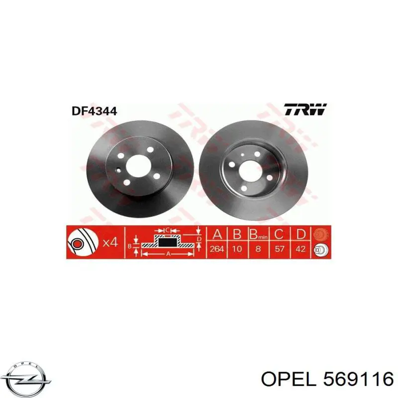 569116 Opel disco de freno trasero