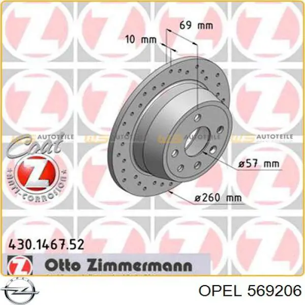 Disco de freno trasero Opel 569206 precio, desde 31,01 EUR