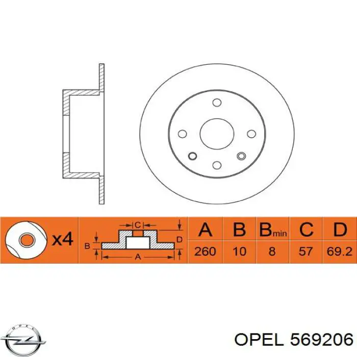 Disco de freno trasero Opel 569206 precio, desde 31,01 EUR