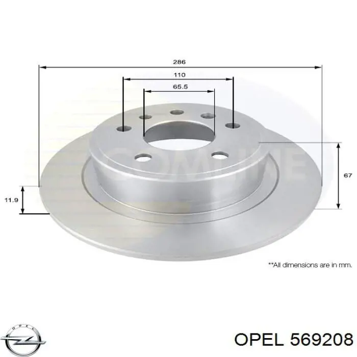 569208 Opel disco de freno trasero