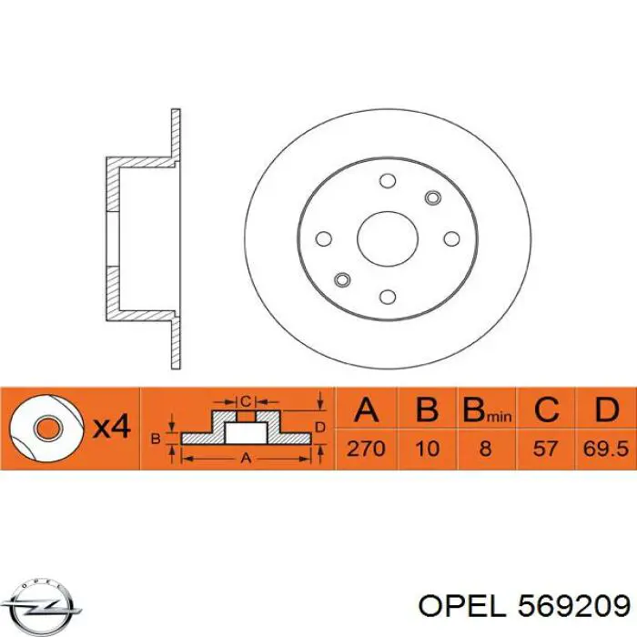 569209 Opel Freno de disco trasero