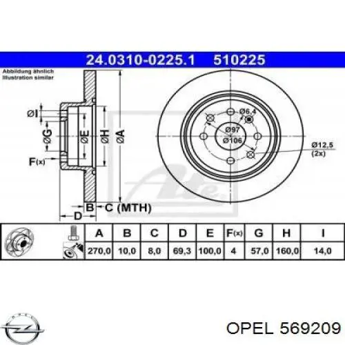 Disco de freno trasero Opel 569209 precio, desde 37,72 EUR