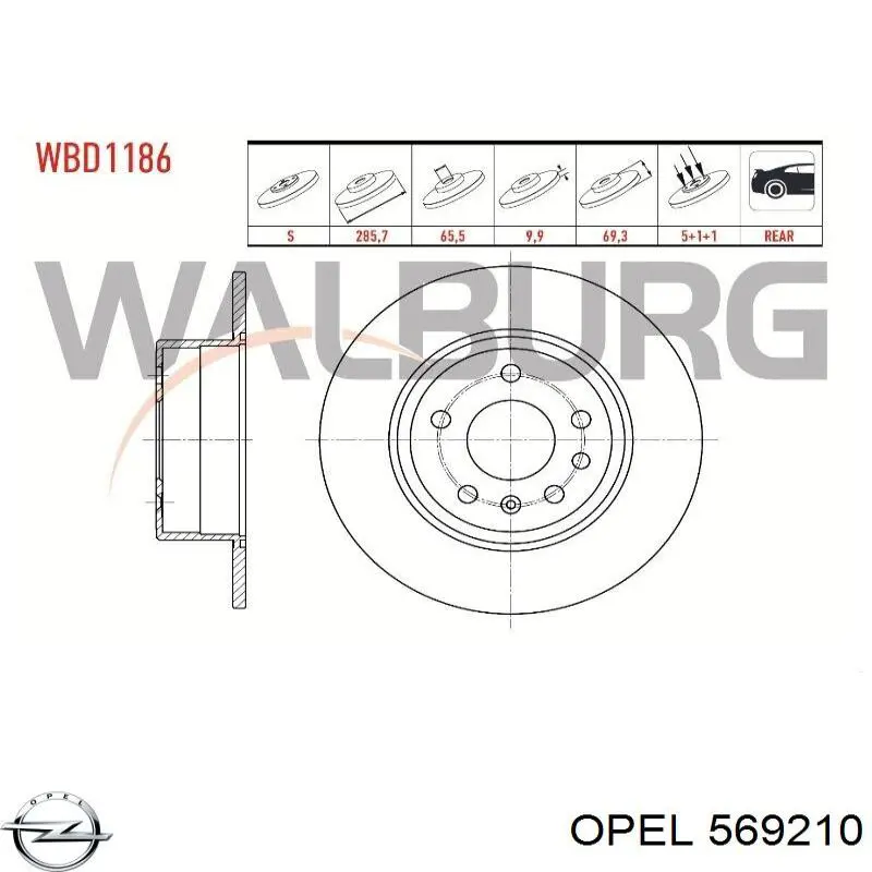 569210 Opel disco de freno trasero