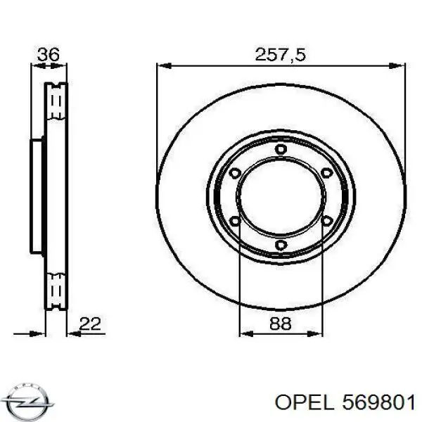 569801 Opel disco de freno delantero