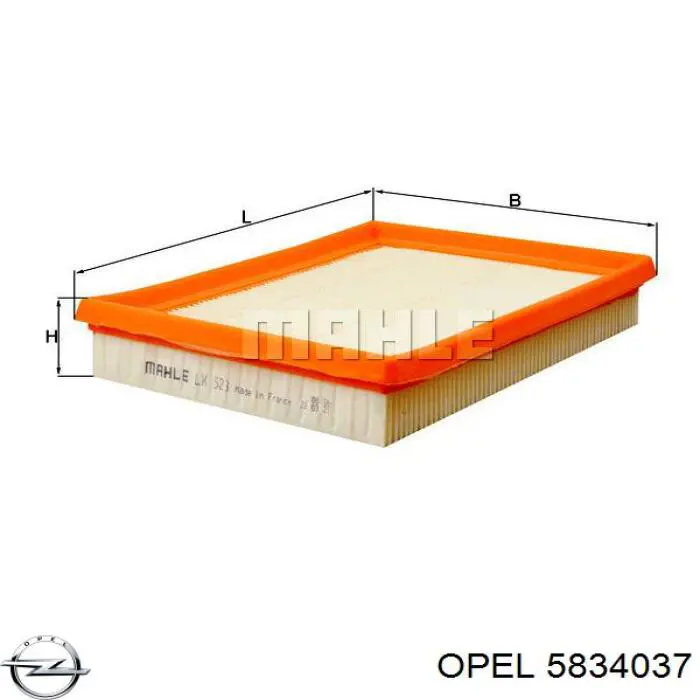 Filtro de aire 5834037 Opel