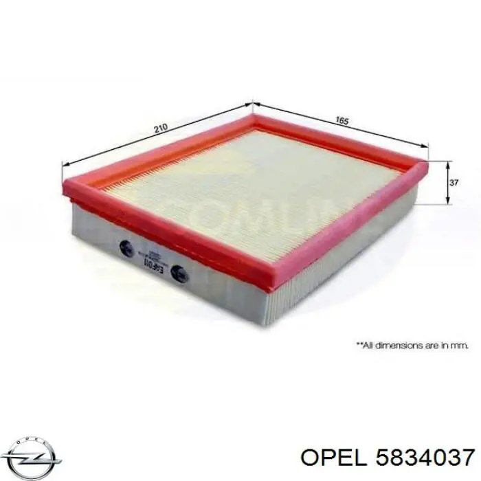 5834037 Opel Filtro de aire de motor
