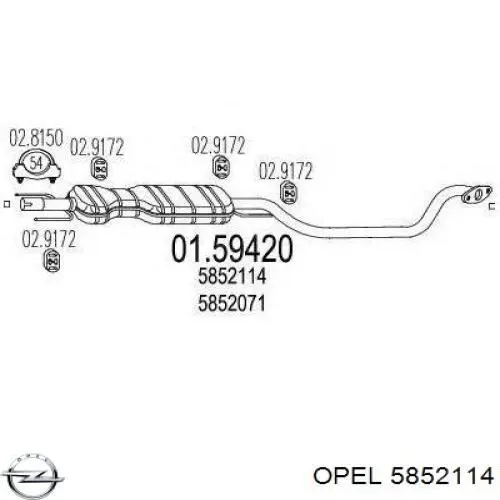 Silenciador central Opel 5852114 precio, desde 86,67 EUR
