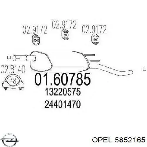 Silenciador trasero Opel 5852165 precio, desde 67,06 EUR