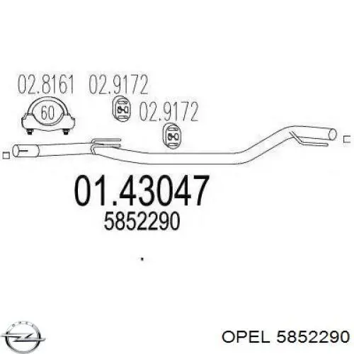 5852290 Opel silenciador del medio