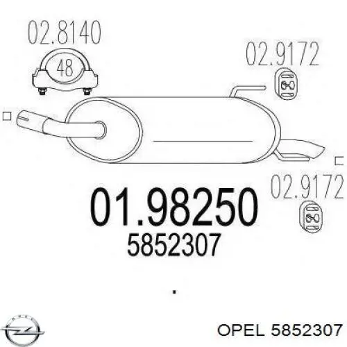 Silenciador trasero Opel 5852307 precio, desde 81,81 EUR
