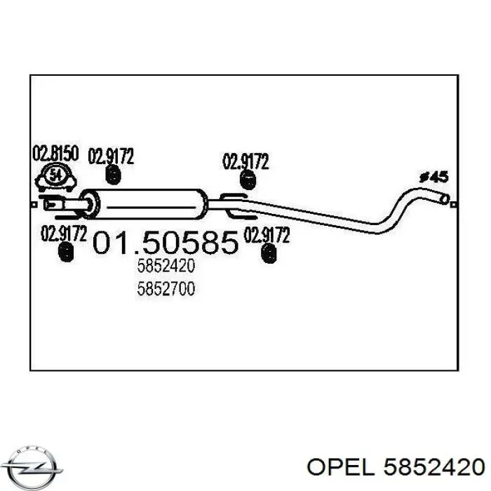 5852420 Opel silenciador del medio