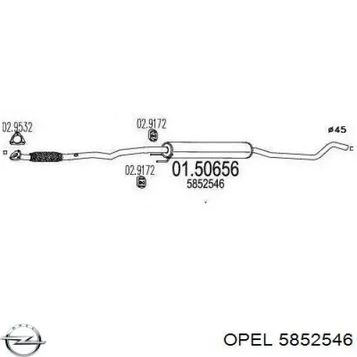 5852546 Opel silenciador del medio