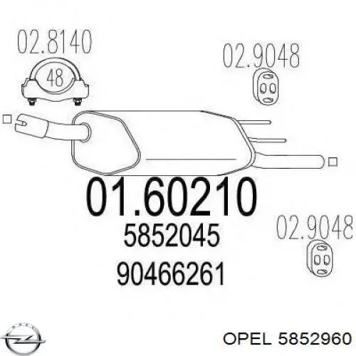 5852960 Opel silenciador posterior