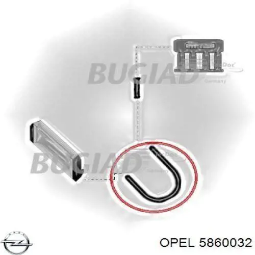 5860032 Opel tubo flexible de aire de sobrealimentación izquierdo