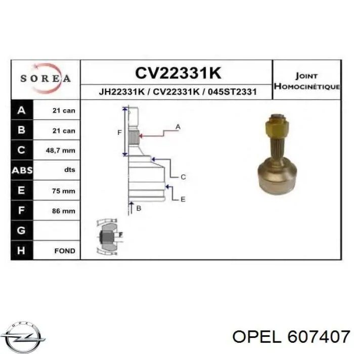 607407 Opel junta de culata