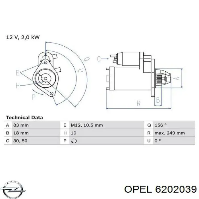 6202039 Opel Arranque motores