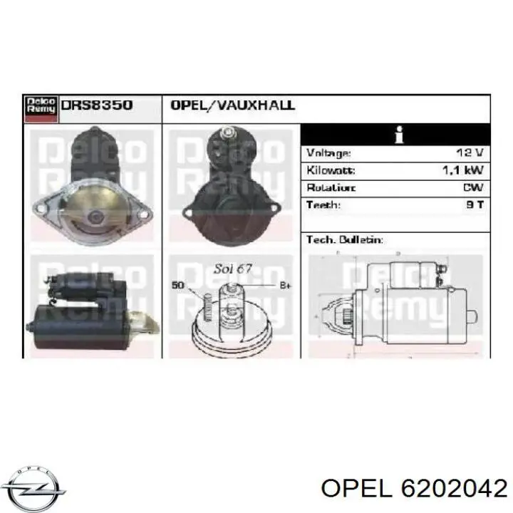 6202042 Opel motor de arranque