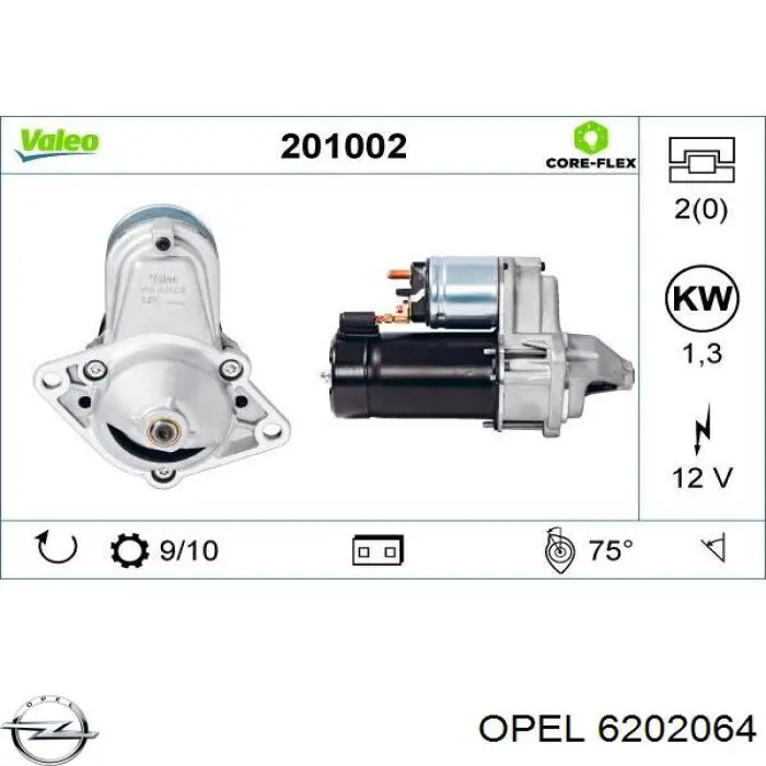 Burro de arranque  Opel 6202064 precio, desde 65,90 EUR