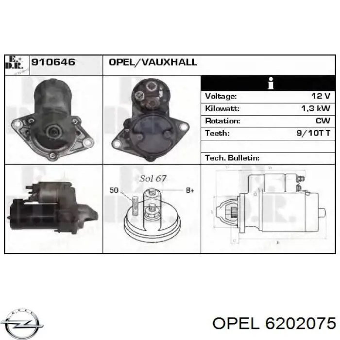 Burro de arranque  Opel 6202075 precio, desde 83,93 EUR