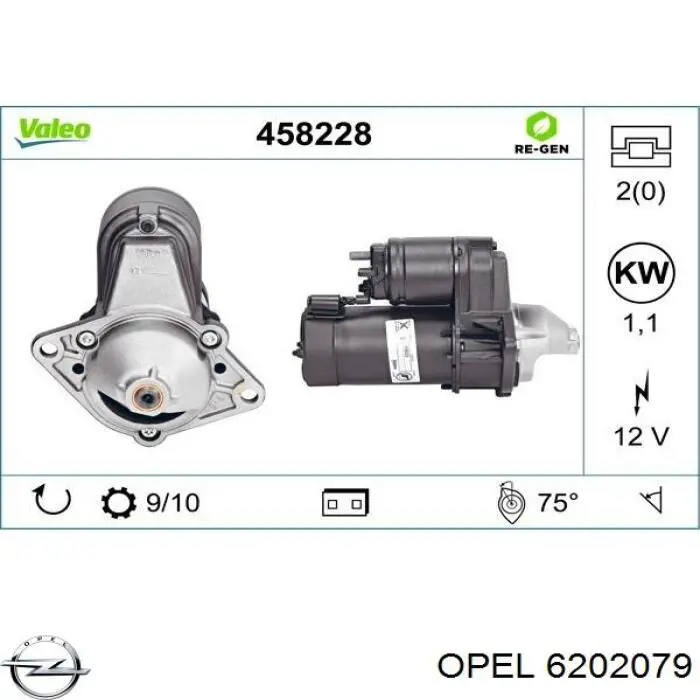 6202079 Opel motor de arranque
