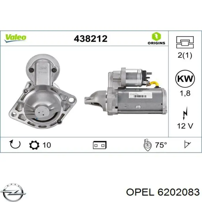 6202083 Opel motor de arranque